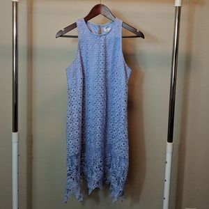 Francesca's sleeveless blue eyelet lace dress
